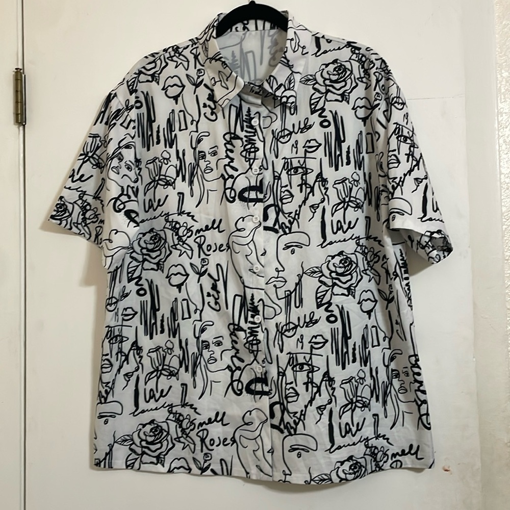Black and white button up shirt